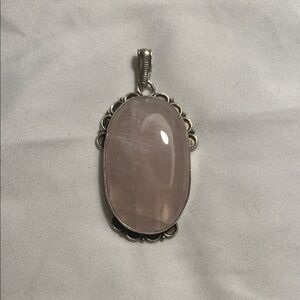 Elegant Large Silver and Rose Quartz Pendant